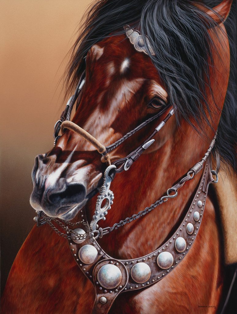 California Vaquero Bridle Horse equestrian art original painting by Calgary Artist Shannon Lawlor